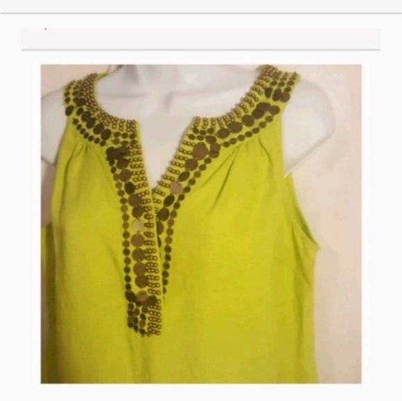 New York & Co Womens Tunic Top Blouse Linen Beaded. - Picture 3 of 9